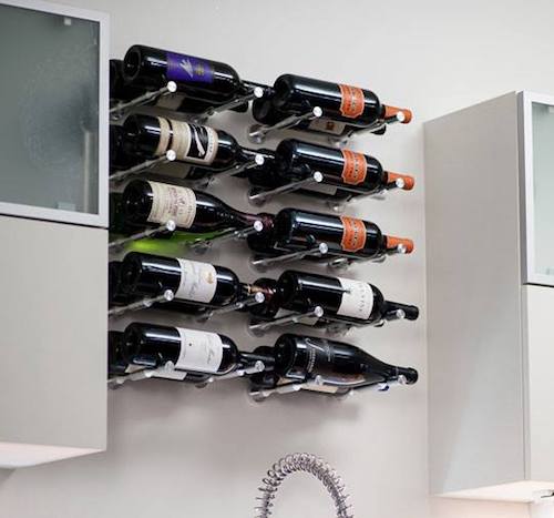 Vino Pins wine racks in drywall