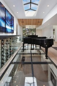 Piano and Skylight Wine Wall 
