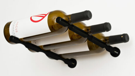 Vino Pins Wall Mounted 3-Bottle Wine Rack Kit in black finish